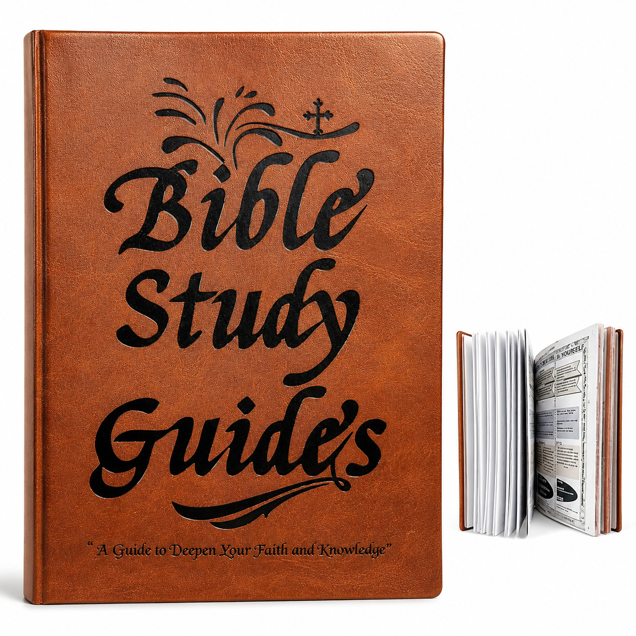 Bible Study Journal Women 66Page PU Leather Daily Scripture Prayer Prompts Brown