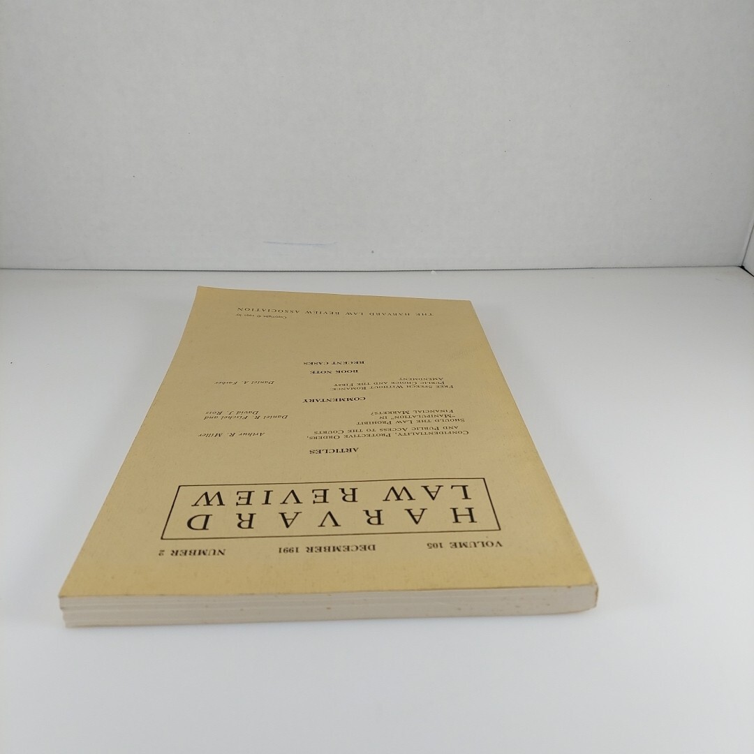 Harvard Law Review December 1991 Volume 105 Number 2 Paperback