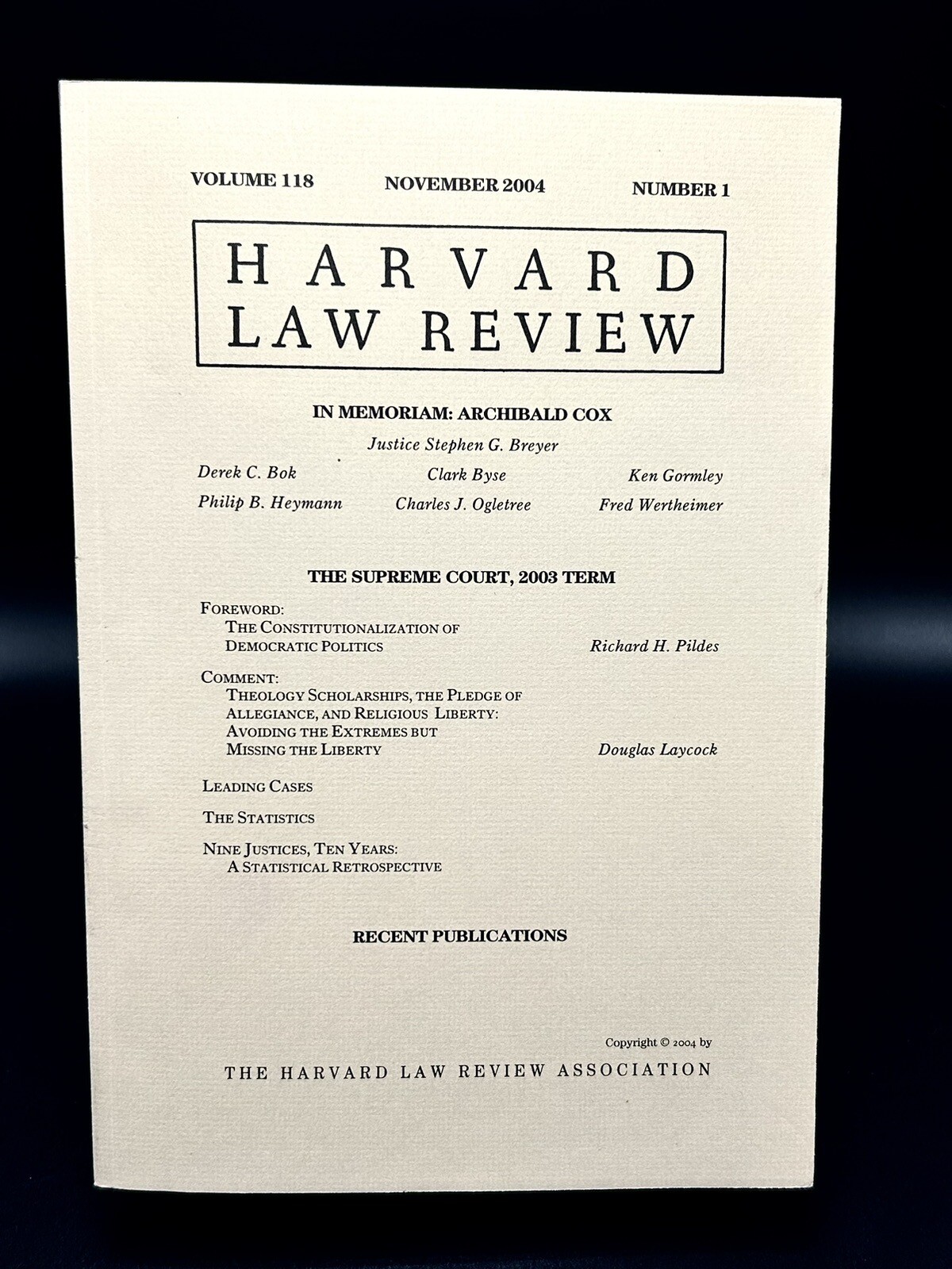 Harvard Law Review Volume 118 November 2004 Number 1